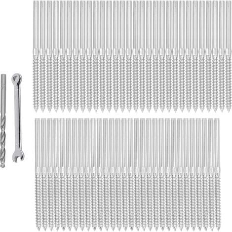 Kit de quincaillerie pour système de garde-corps, vis tire-fond en acier inoxydable, filetage gauche et droit (1/5)