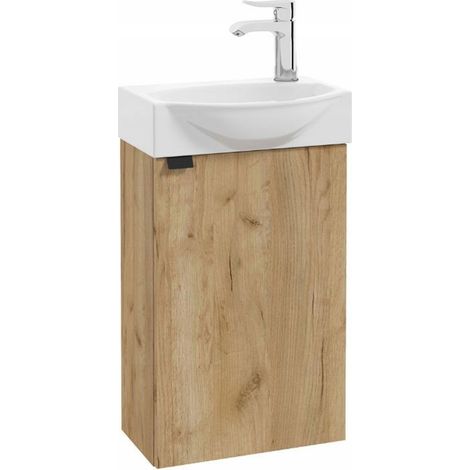 STAMAR  Badezimmermöbelset - 40 cm - Eiche Craft Gold - Mit Waschbecken und Dreharmatur - Modernes Design