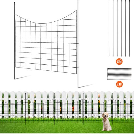 Mophorn Valla Metálica de Jardín 93x75 cm Valla de Metal Exterior 5 Vallas sin Excavación de Acero al Carbono Valla Decorativa para Jardín Distancia entre Púas de 6,38 cm para Animales Patio, Negro (1/5)