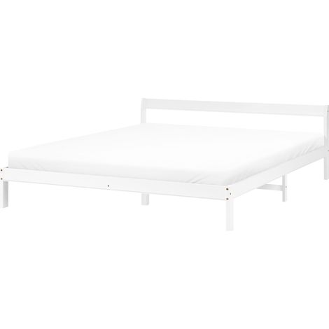 Bed Frame White Pine Wood EU Super King Size 6ft Headboard Minimalist MADONE (1/5)