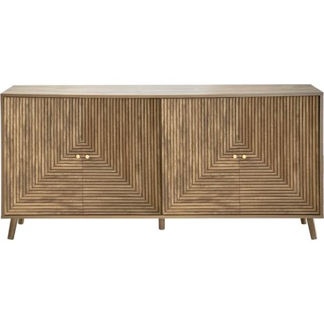CALICOSY - Buffet 4 portes façades lamellées L156 cm - EDEN (1/5)
