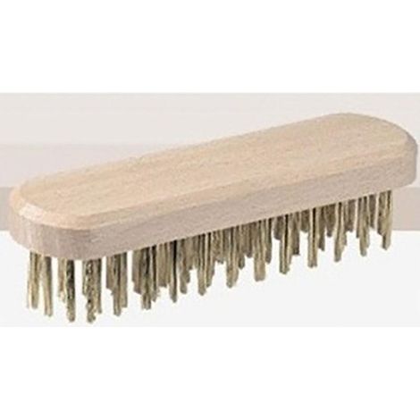 cepillo manual de alambre. madera y cerdas metálicas. uso abrasivo