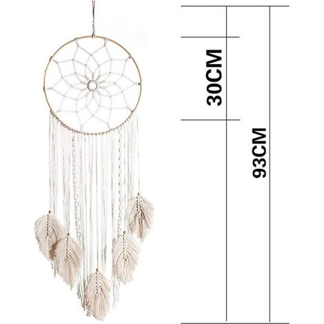 Acchiappasogni in stile bohémien fatto a mano – Grande decorazione da parete in macramè con nappe (93 cm) – Decorazione per la casa fatta a mano (1/5)