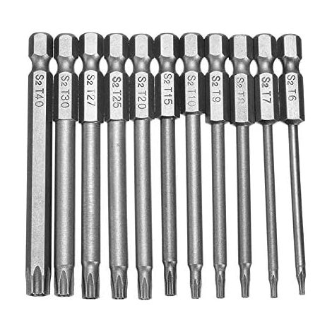 Juego de 11 puntas de destornillador Torx magnéticas, huecas, T6-T40, vástago hexagonal de 1/4", cabeza Torx de seguridad a prueba de manipulaciones, juego de puntas de 75 mm, puntas de destornillador (1/5)