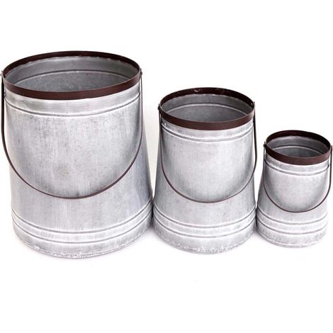 Ensemble de 3 pots porte-plante en zinc