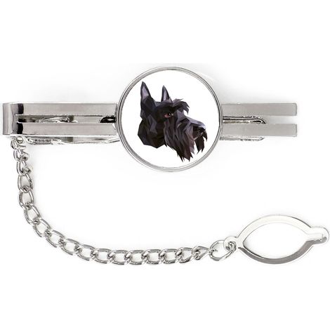 Scottish Terrier, Aberdeen Terrier: pinza de corbata geométrica con foto e inscripción Art-Dog (1/4)