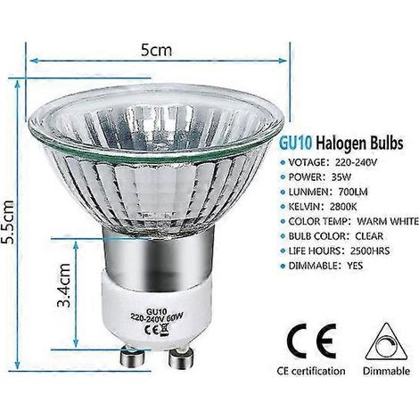 Lot de 8 ampoules halogènes GU10, spots halogènes GU10 220 V, lumière chaude 2800 K, 35 W (1/4)