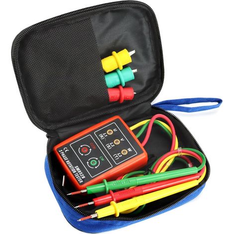 Sollbry Comprobador de secuencia trifásica, 60 V  600 V CA, 20-400 Hz, con comprobador de zumbador y pinzas de cocodrilo (1/5)