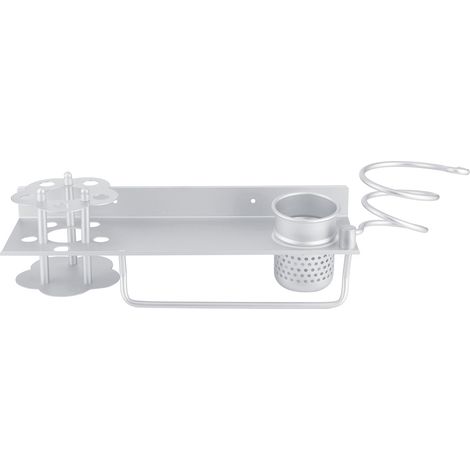 Étagère de rangement murale en aluminium spatial pour salle de bain, porte-serviettes, boîte à mouchoirs et accessoires inclus (1/5)