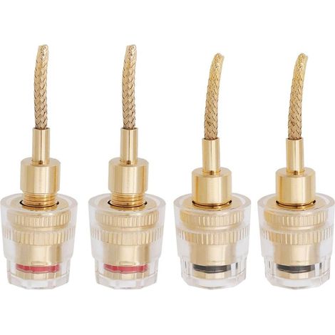 4 câbles adaptateurs audio, fiche banane 2 mm vers 4 mm, plaquage or, longueur 44 mm, pour systèmes hi-fi et home cinéma (1/5)
