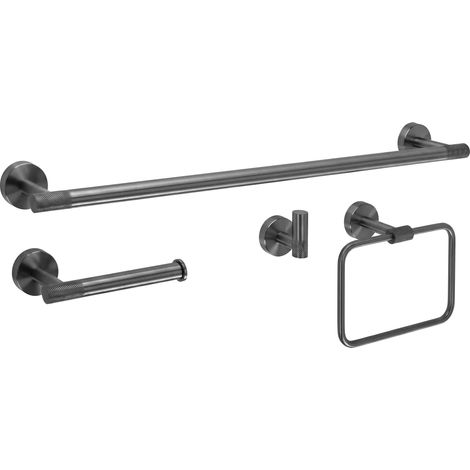 Set Di Appendiabiti Da Bagno Rea Grid Titanium