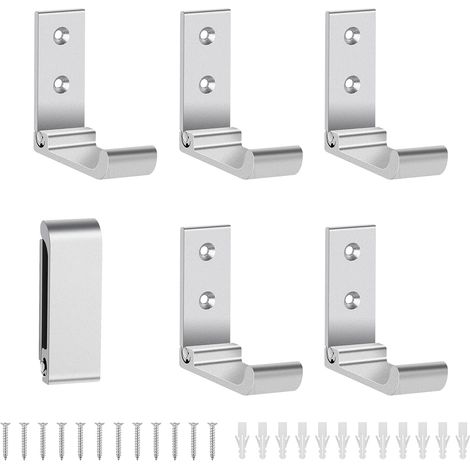 6er-Set klappbare Wandhaken, 90°-Wandhaken aus Aluminium, faltbare Wandhaken mit Schraube für Schlüssel, Handtücher, Hüte, Taschen, Silber