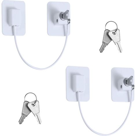 Ulisem Sicherheitsschlösser für Kühlschrankfenster, mit 4 Schlüsseln, starker Klebstoff, 2er-Pack (1/4)