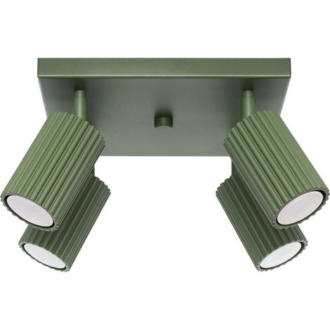 Projecteur aluminium GU10 orientable 25 cm de large Vert olive 4-flamme carré Moderne Spot Lampe
