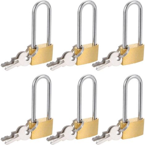 6er Set Messing Vorhängeschlösser mit langem Bügel, wasserdicht, rostfrei