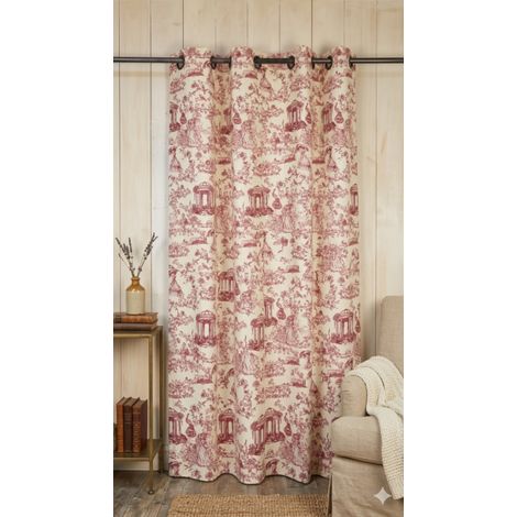Rideau "Héritage" – Toile de Jouy Traditionnelle Bordeaux et Écru - 140x240cm - Bordeaux
