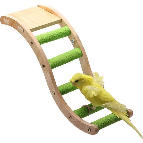 Échelle en bois pour oiseaux, pont d'escalade pour perroquets, jouets à mâcher pour oiseaux, accessoires de cage suspendus, plateforme de jeu pour perruches ondulées (1/4)
