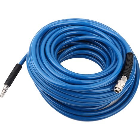 Tuyau pneumatique PVC flexible bleu 30M avec raccord rapide pour compresseur d'air (1/5)