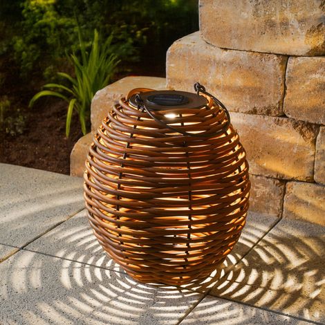 esotec Solar Rattanleuchte Victoria 30, USB, CCT Funktion, Polyrattan, 102278