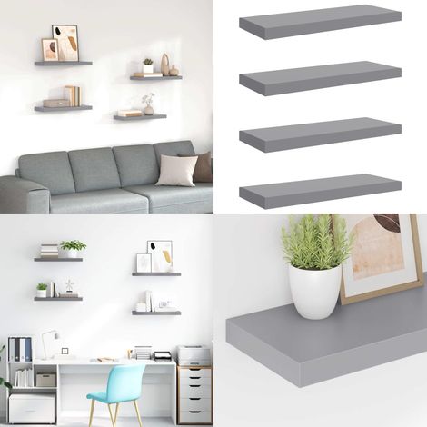 Schweberegale 4 Stk. Grau 60x23,5x3,8cm MDF - Schweberegale - Wandregale - Regal Grau - Regalset - Wohnwandgestaltung - Home & Living (1/5)