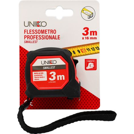 FLESSOMETRO PROFESSIONALE 'SMALLEST' mt.3 x 16 mm  - UNIKO