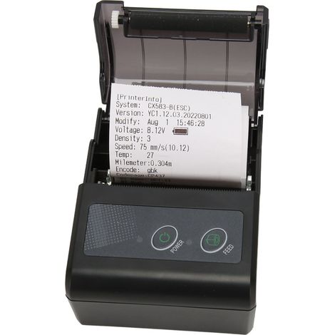 Imprimante thermique 58 mm, vitesse d'impression 50 à 80 mm/s, 203 DPI, interface USB, lame dentée, prise standard européenne, 100-240 volts. (1/5)