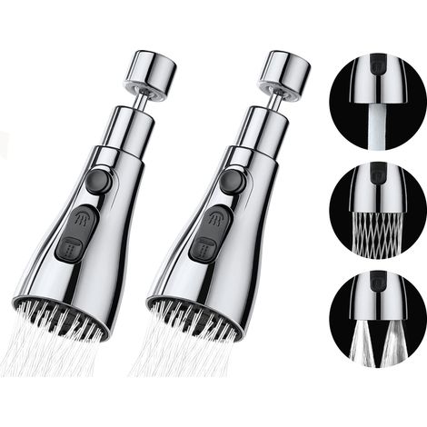 Robinet de cuisine avec douchette pivotante à 360°, 3 modes de jet, aérateur intégré, tête de robinet mitigeur pivotante, réglage universel (1/5)