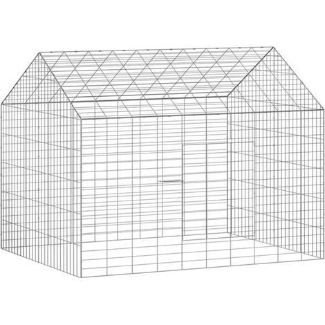Cage à lapin argentée, 100 x 78 x 78 cm, acier galvanisé. (1/5)