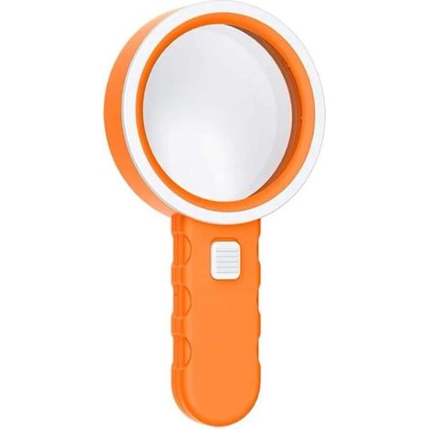 30X Loupe Grossissante LED Loupe De Lecture Verre Optique Double Loupe Grossissante Antidérapant Loupe pour Le Journal, Le Bijoutier Et Les Travaux Manuels Loupe Lecture (Couleur : Orange)-Fei Yu