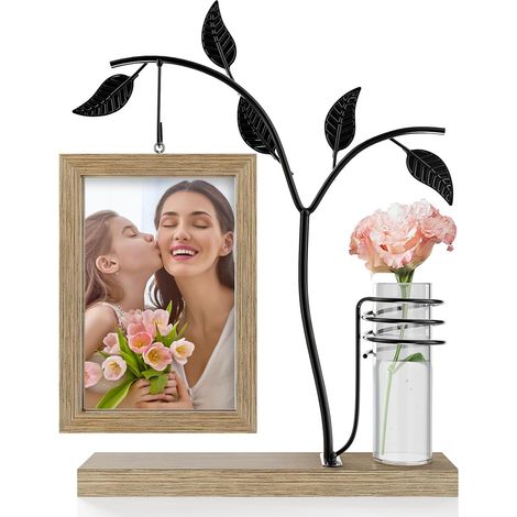 Fotorahmen 15x10 cm, doppelseitig, mit Doppelglas und Metallplatten. Geeignet für zwei Fotos. Ein aufmerksames Geschenk für eine Mutter oder Großmutter (hellbraun). (1/5)