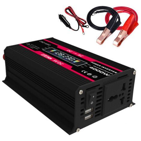 Inverter a onda sinusoidale modificata da 12V a 220V, potenza di picco 4000W, con display a LED e 2 porte USB per auto. (1/5)