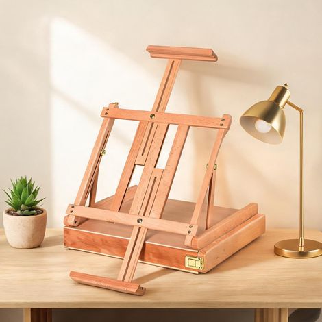 Chevalet de table en bois de hêtre pliable avec tiroir natur (1/5)