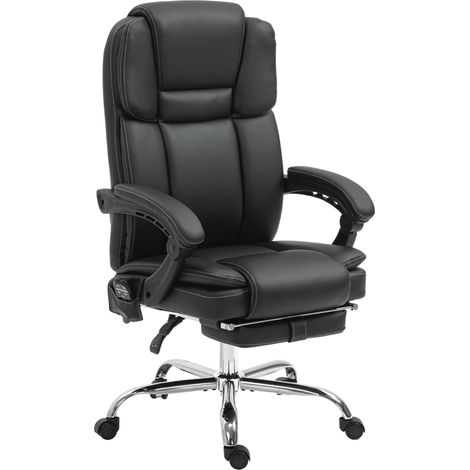 Ergonomischer Bürostuhl mit Massage, Wärme, Fußstütze und Liegefunktion, Schwarz (1/4)