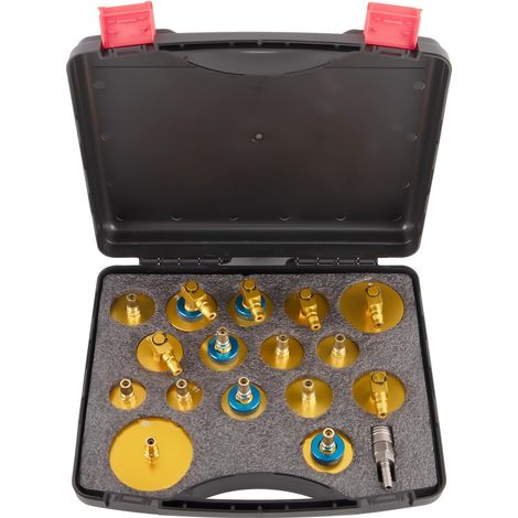 Kit de purge de frein 17pièces Adaptateur pour liquide frein Outil de purge de frein Adaptateur de purge avec adaptateur de pièce, Kit d'outils maître-cylindre (1/5)