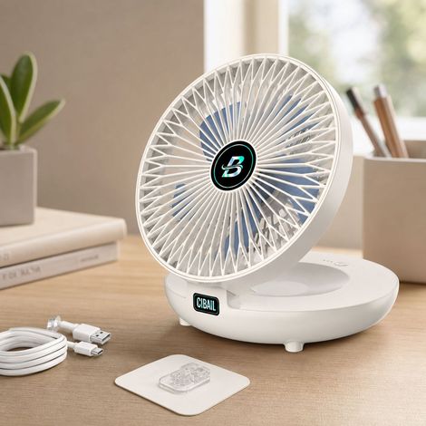 Ventilateur pliable 2-en-1 bureau et mural, pales biomimétiques silencieuses, 3 vitesses réglables, recharge USB-C, modèle S1 (1/4)