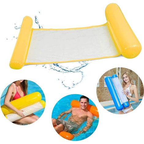 Lit flottant gonflable, hamac aquatique 4 en 1, chaise longue de piscine, matelas pneumatique, hamac gonflable pour piscine, hamac gonflable pour adultes et enfants (orange) (1/5)