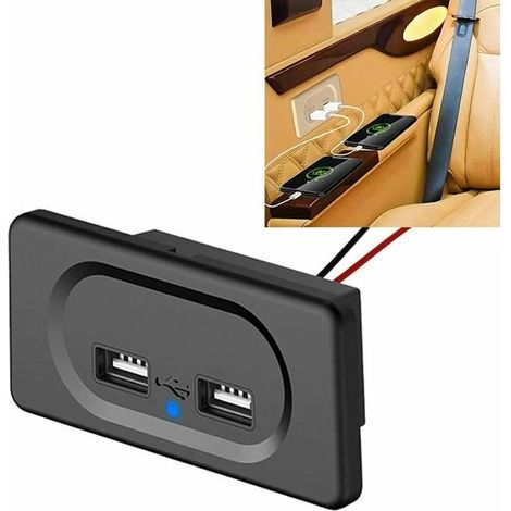 Prise Double Chargeur USB, 12V-24V 3.1A Panneau de Commande du Chargeur de Voiture Prise de Charge Etanche pour Voiture Camion Moto Marine Camping-car SUV (1/4)