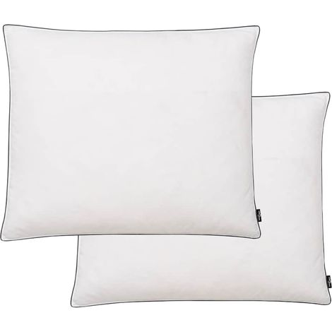 Oreillers, lot de 2, garnissage duvet/plumes, épais, 70 x 60 cm, blancs