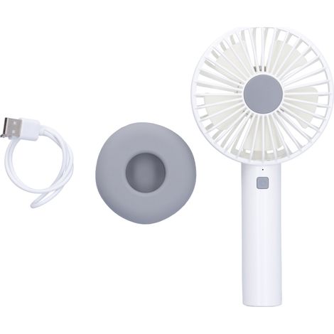 Ventilateur de table en forme de donut blanc avec veilleuse LED et base en silicone - Idéal pour la chambre (1/5)