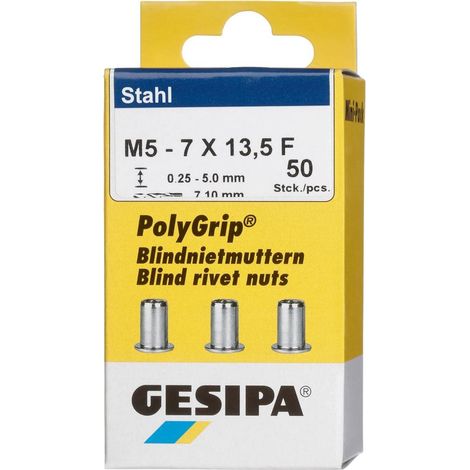 Blindnietmutter PolyGrip® Nietschaft dxl 7x13,5mm M5 STA 50 St.GESIPA