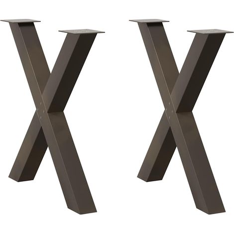 Esstischbeine X-Form 2 Stk. Naturstahl 80x(72-73) cm Stahl