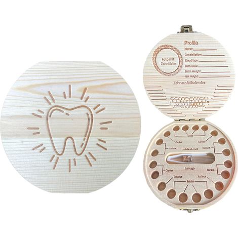 Boîte à dents de lait, boîte à dents en bois pour bébé, boîte à souvenirs pour filles et garçons (1/5)