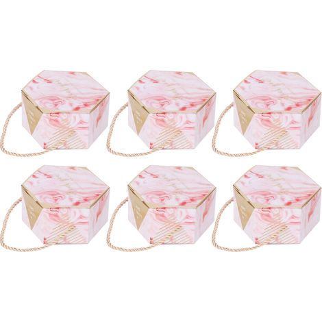 10 Boîtes Cadeaux Hexagonales pour Chocolats avec Cordes - Idéal pour Mariage, Rose (1/5)