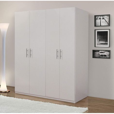 MY BRAND Germanvox Swift Armadio Guardaroba 4 ante Camera da Letto Bianco Opaco Made in Italy L.181 P.53 H.202 cm (1/4)