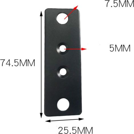 Plaque Perforée Plaques d'assemblage plates Connecteur de réparation- 2 pièces 75x25 mm Supports de Fixation Droits Plats Métalliques pour Rejoint la Fixation et Réparation Meubles(Noir)Aec (1/3)