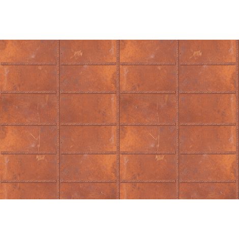 Papier peint panoramique effet rouille tendance | Tapisserie panoramique pour chambre d'ado | Papier peint panoramique industriel - 267 x 400 cm (4 pièces) (1/2)