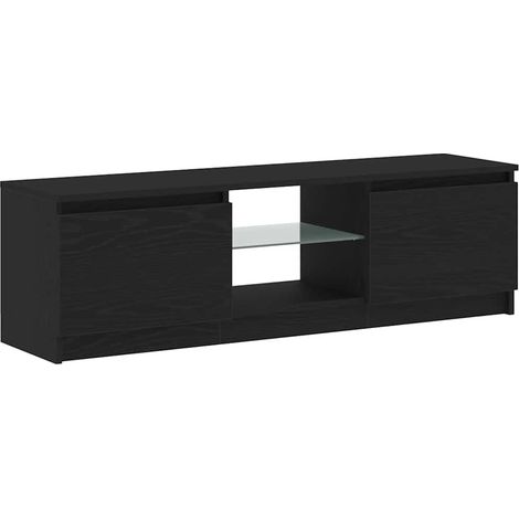 Meuble TV avec éclairage LED en chêne noir 120 x 30 x 36 cm bois d'ingénierie vidaXL