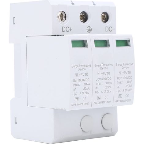 Dispositif de Protection contre les Surtensions 3P 20-40KA 1000V Protecteur D'intercepteur de Protection de Tension PV Photovoltaïque. (1/5)