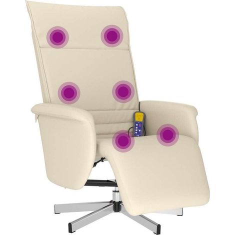 Massagesessel mit Liegefunktion, verstellbar, drehbar, Kunstleder Creme (1/5)
