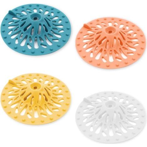 Grille de siphon de sol en forme de volcan, 4 pièces, pour baignoire et baignoire (1/5)
